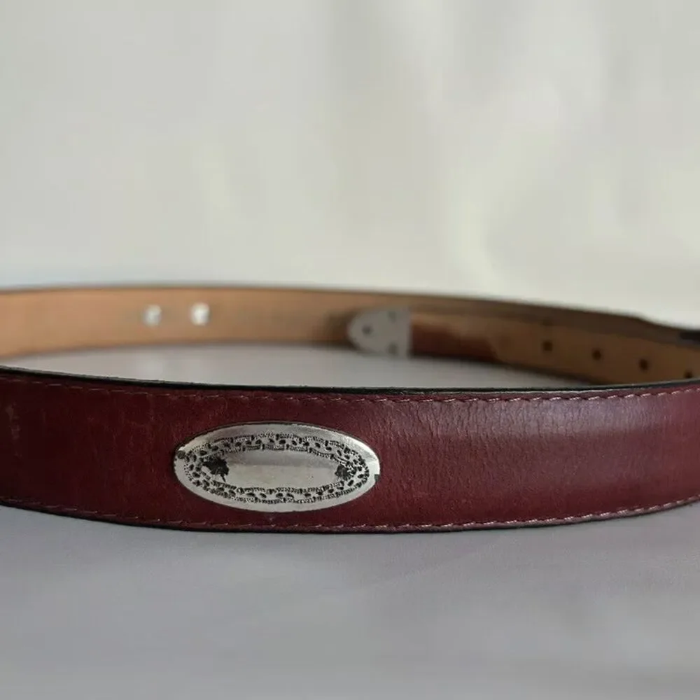 Sentry Western Concho Belt Vintage Leather Burgundy Red Made in USA Womens M 150